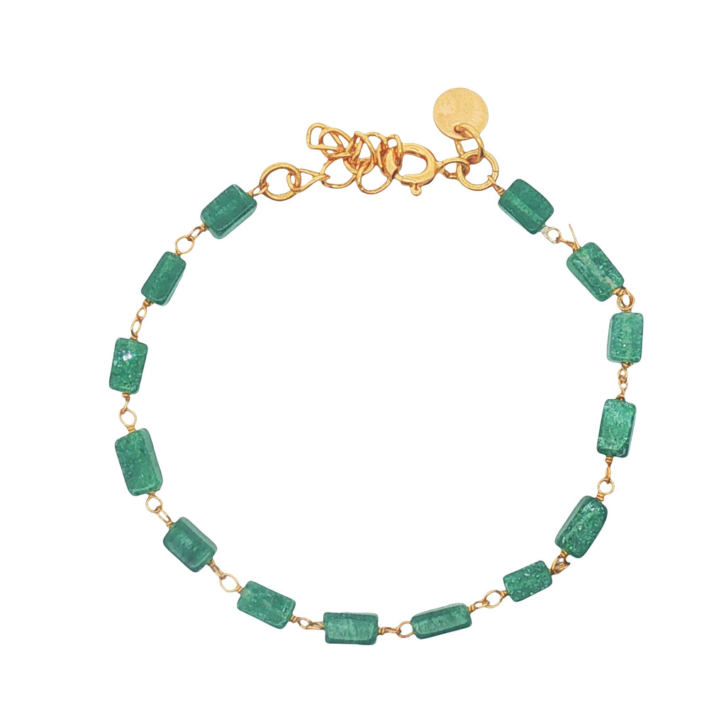 Bracelet doré et pierres naturelles carrées