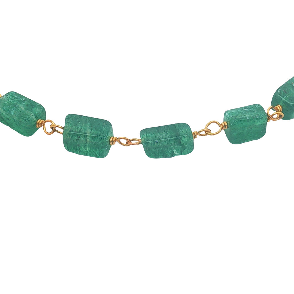 Bracelet doré et pierres naturelles carrées