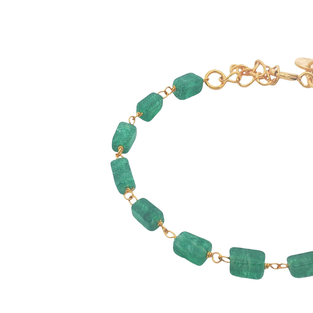 Bracelet doré et pierres naturelles carrées