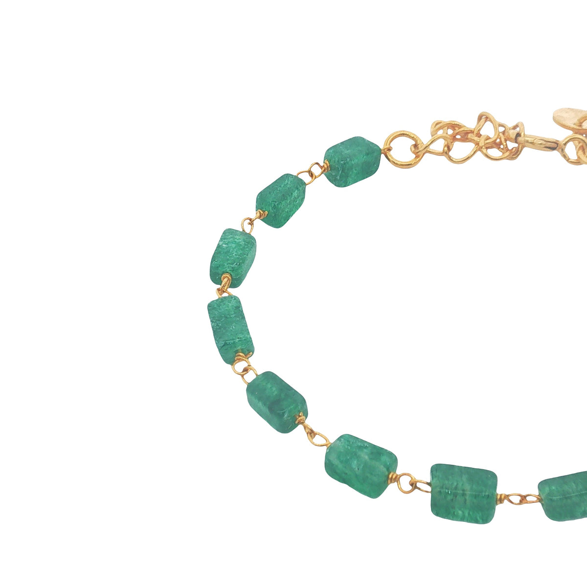 Bracelet doré et pierres naturelles carrées