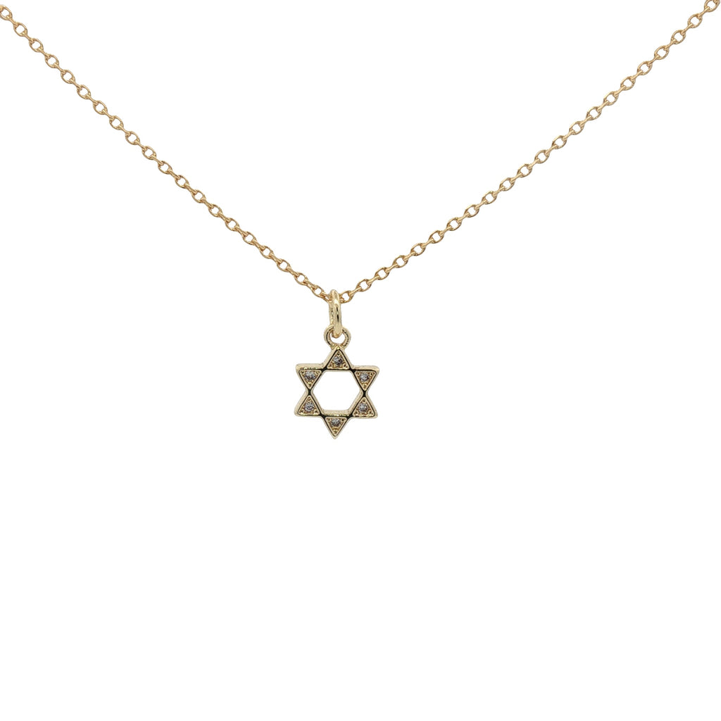 Collier doré étoile de David avec zircons 42 cm