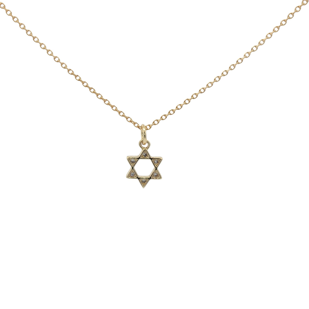 Collier doré étoile de David avec zircons 42 cm
