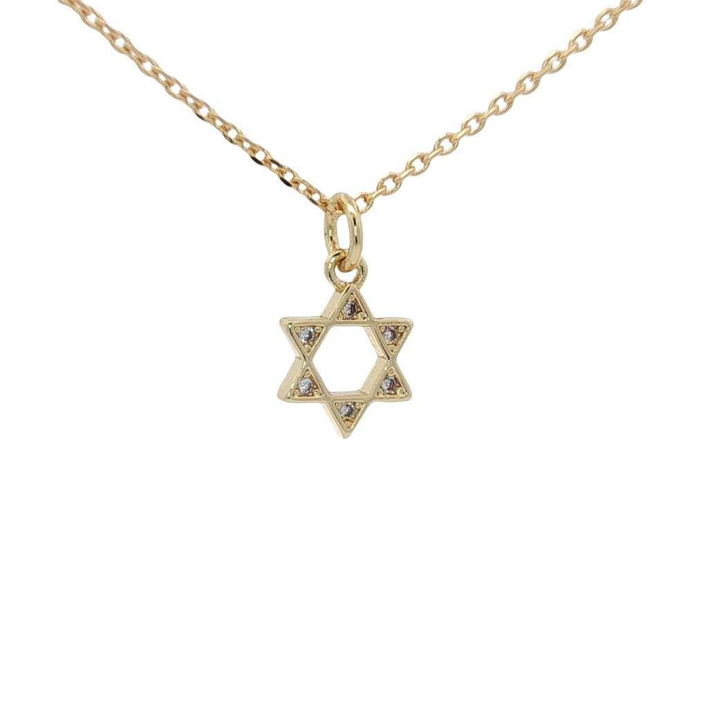 Collier doré étoile de David avec zircons 42 cm
