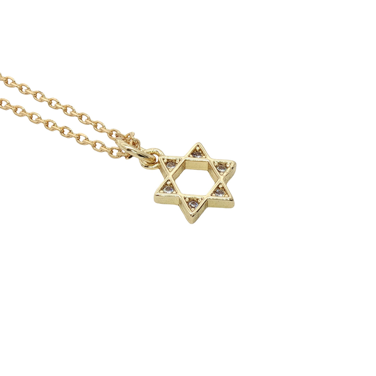 Collier doré étoile de David avec zircons 42 cm