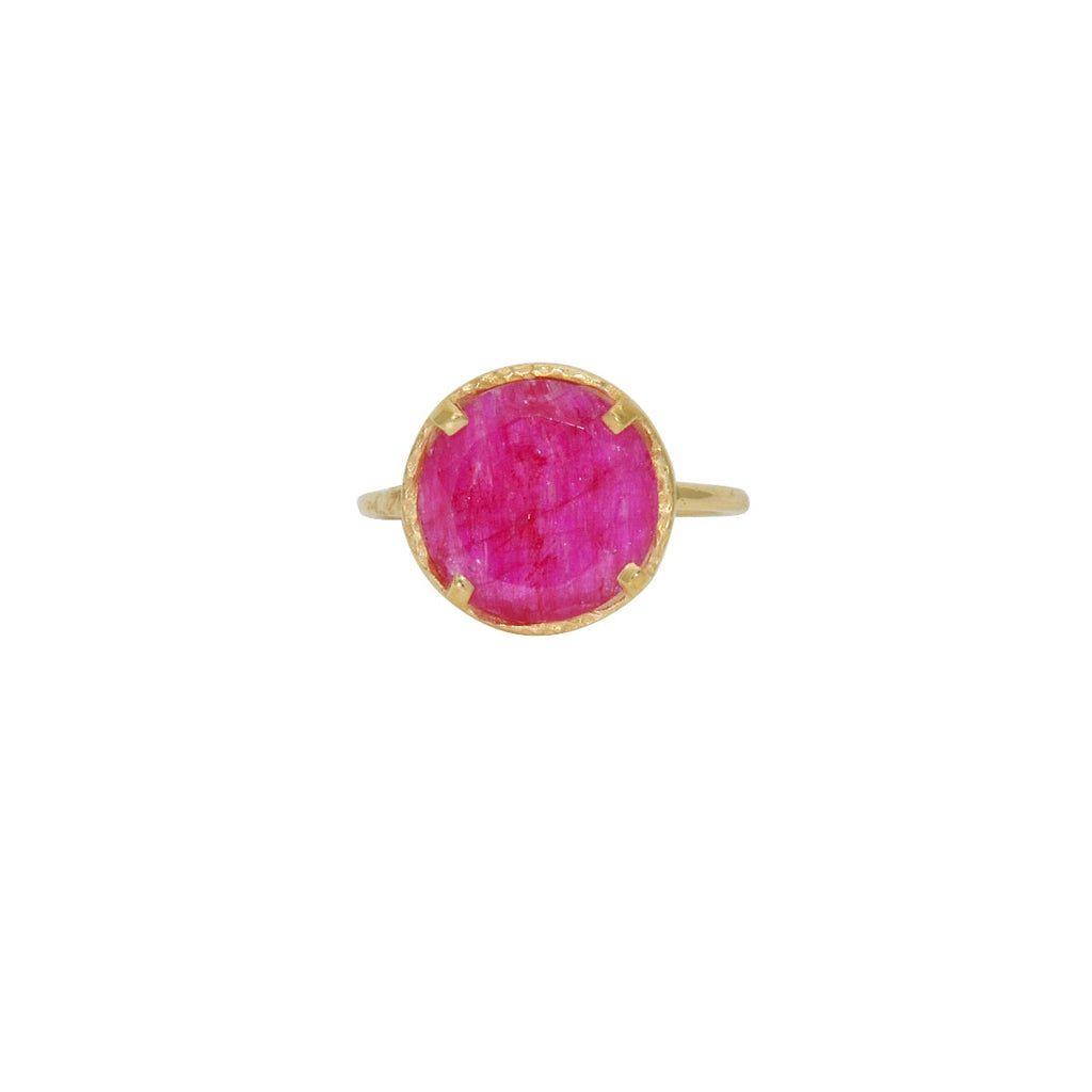 Bague dorée pierre ronde 4 griffes - 50 / RUBIS