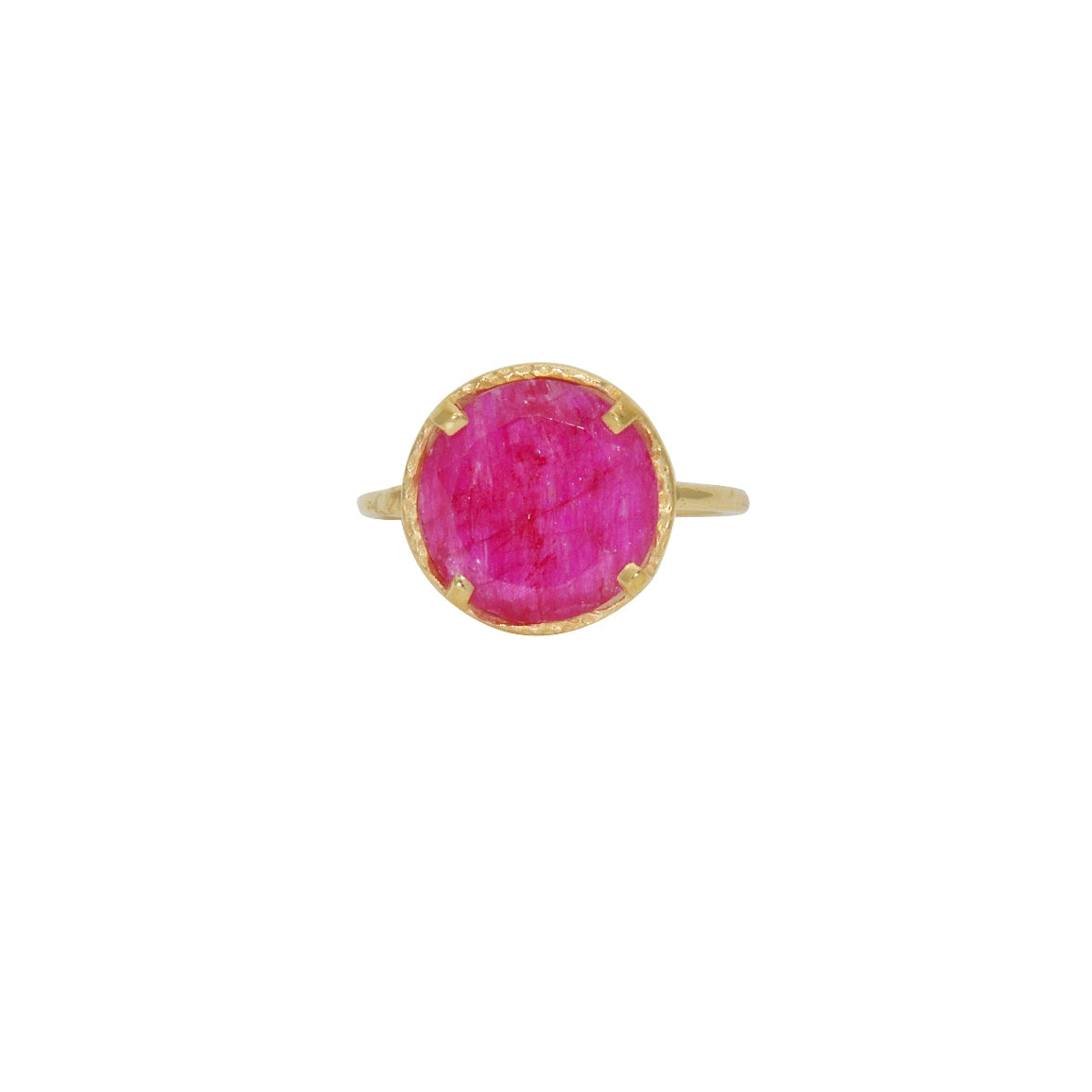 Bague dorée pierre ronde 4 griffes - 50 / RUBIS