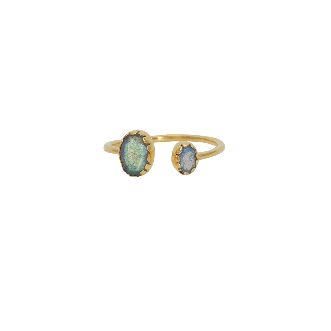 Bague dorée ouverte 2 pierres - 50 / LABRADORITE