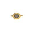 Bague dorée pierre ovale contour texturé