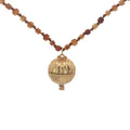 Collier Bola boule dorée striée mix perles marrons  75 cm