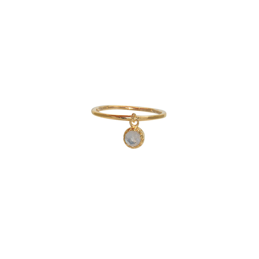 Bague dorée et pampille pierre - 50 / PIERRE DE LUNE