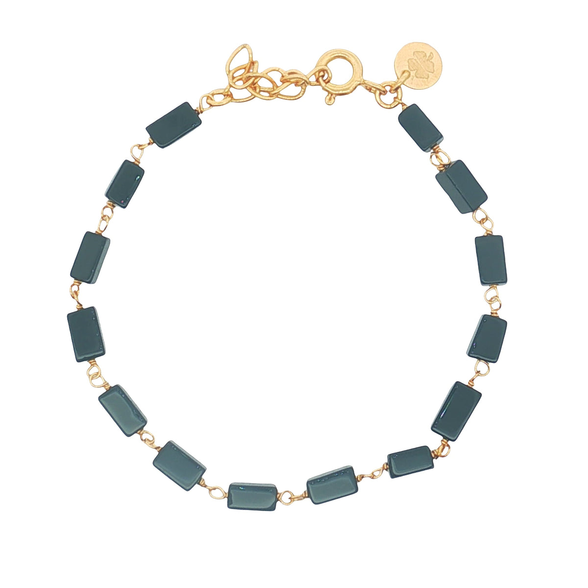 Bracelet doré et pierres naturelles carrées