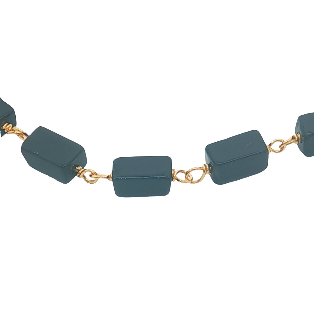 Bracelet doré et pierres naturelles carrées