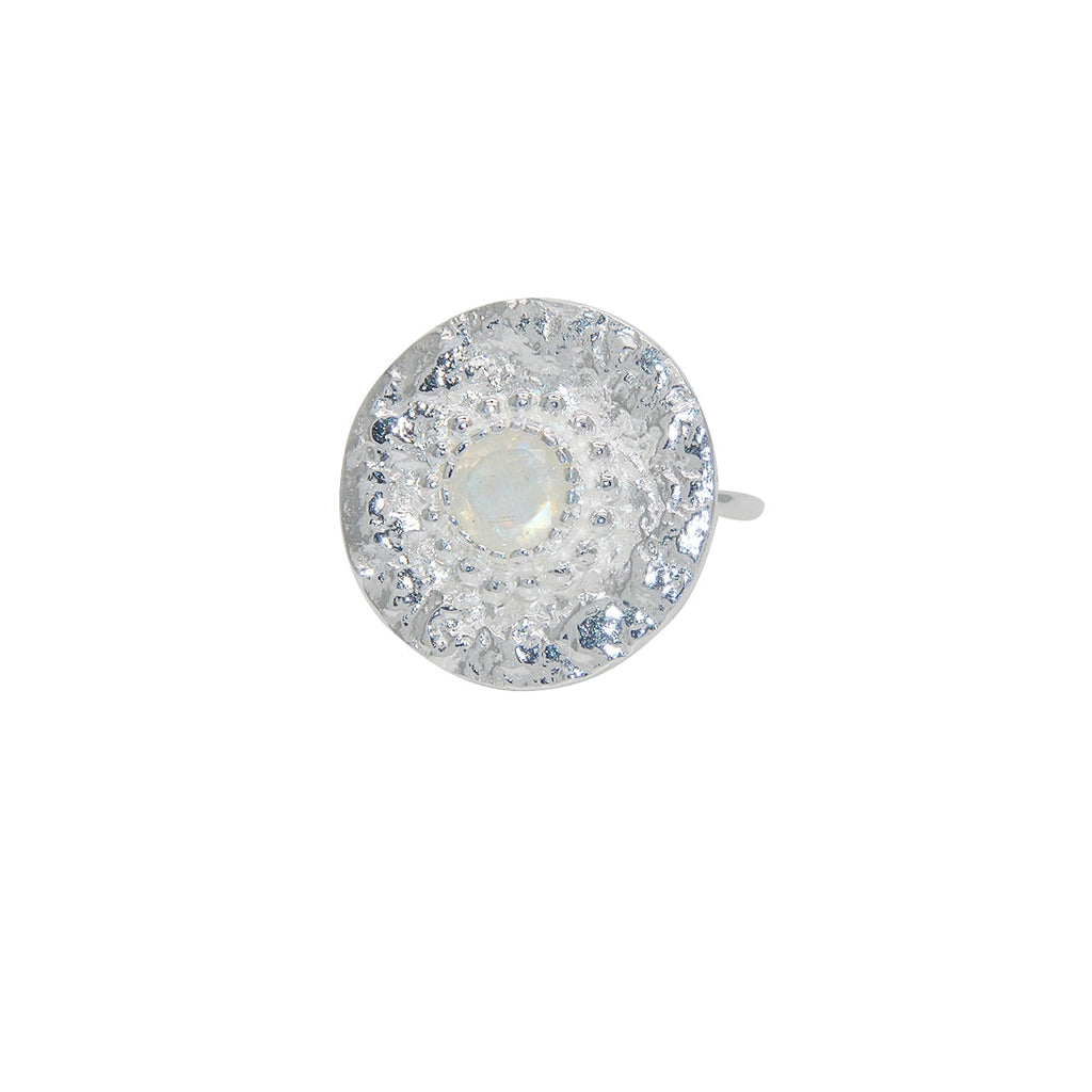 Bague ronde argent 925 martelée et pierre - 50 / PIERRE DE