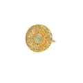 Bague ronde dorée martelée et pierre - 50 / PREHNITE