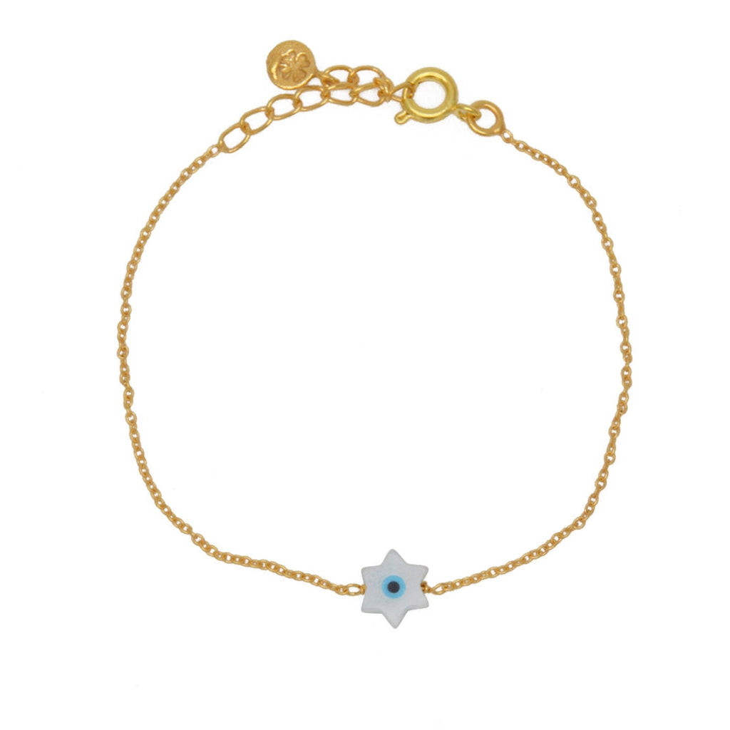 Bracelet doré oeil porte bonheur en nacre