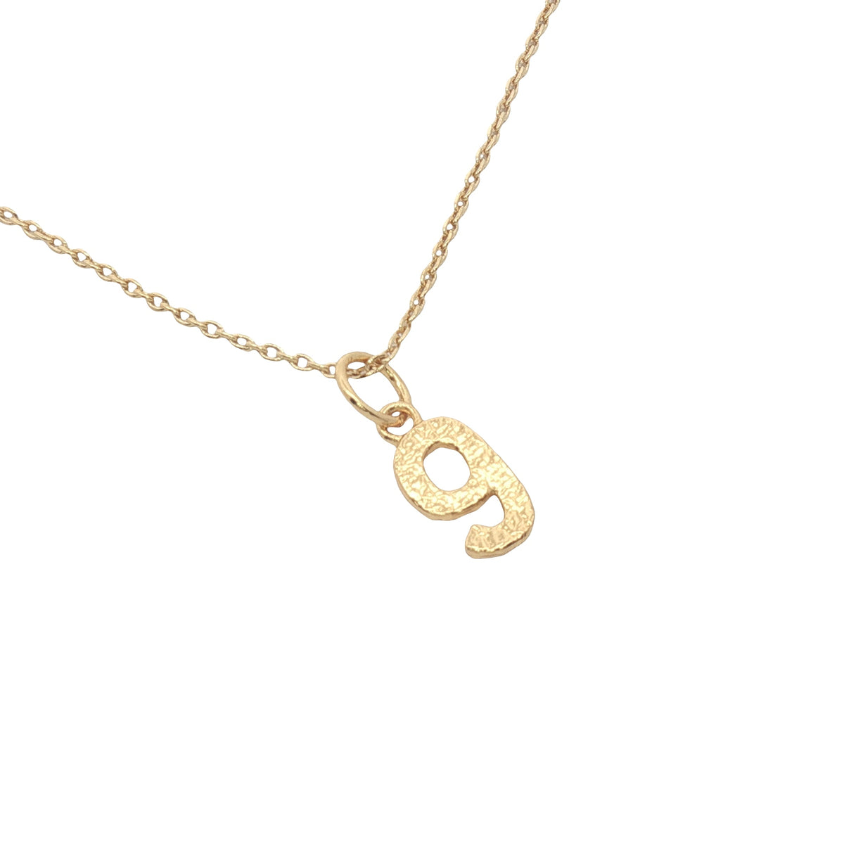 Collier doré chiffre 9 martelé 42 cm