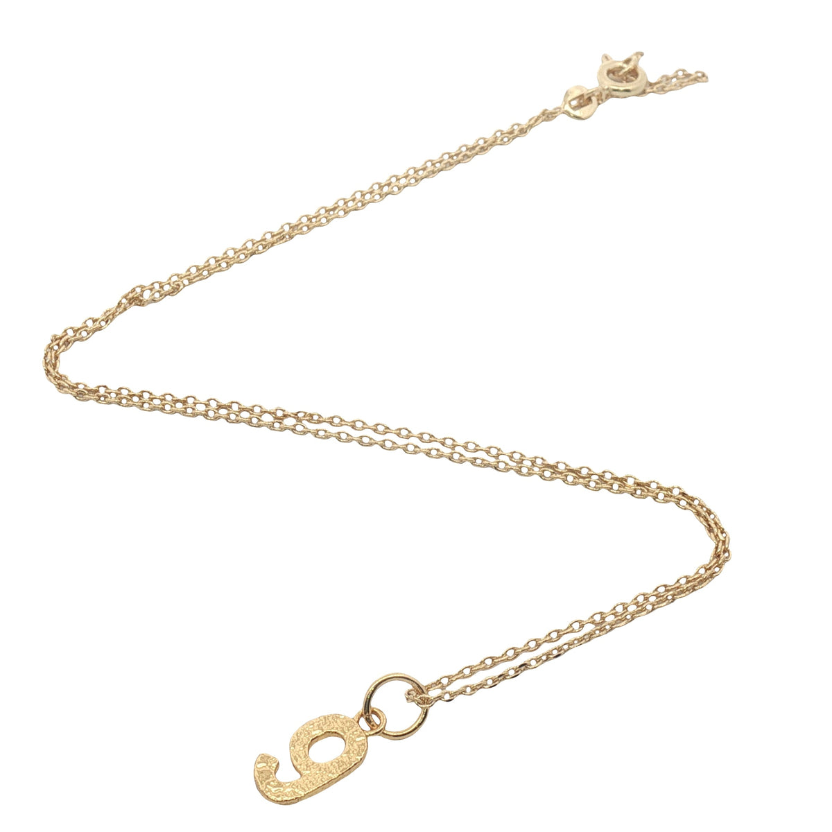 Collier doré chiffre 9 martelé 42 cm