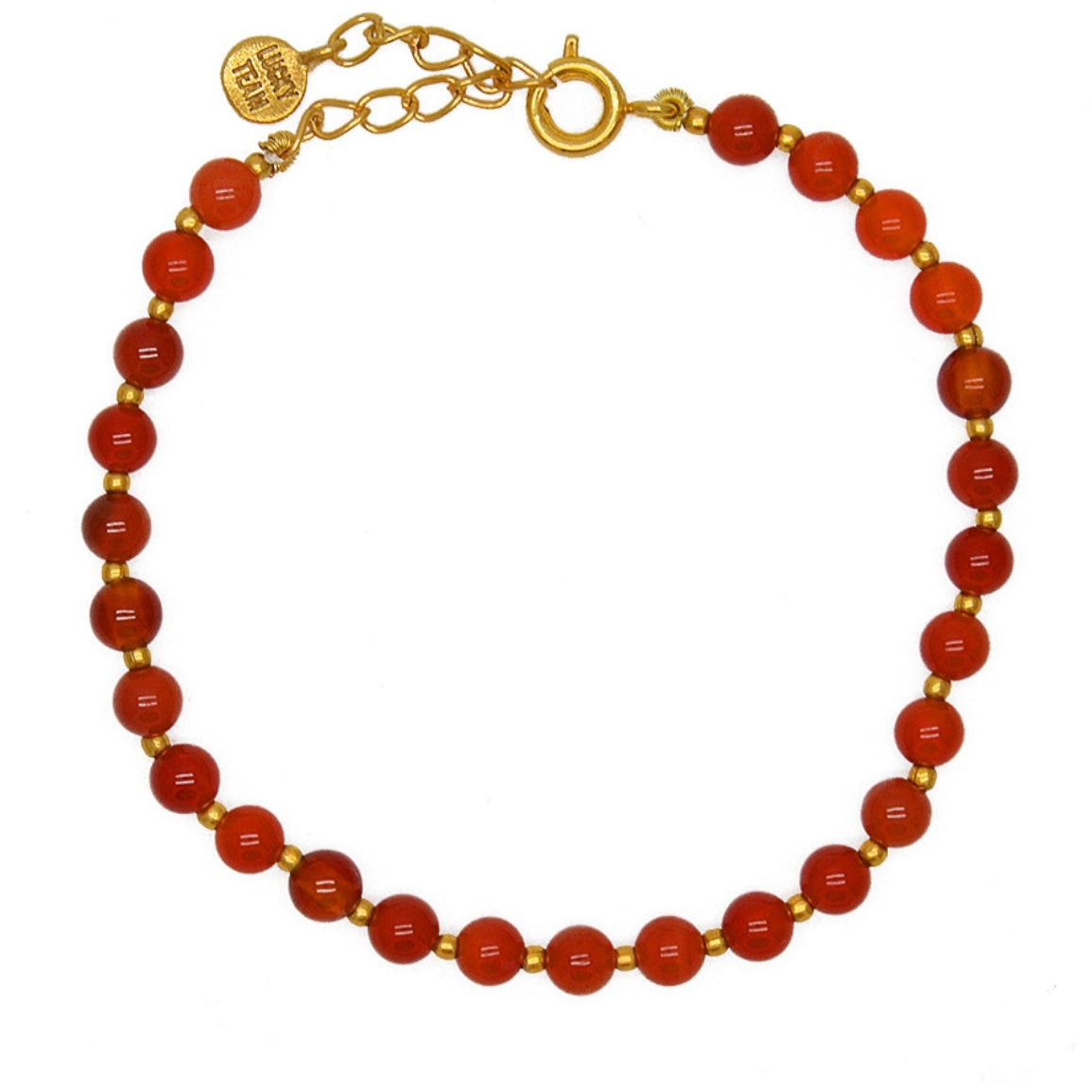 Bracelet doré et perles - AGATE ROUGE