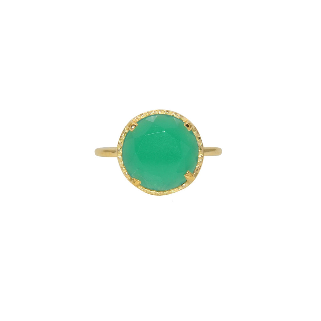 Bague dorée pierre ronde 4 griffes