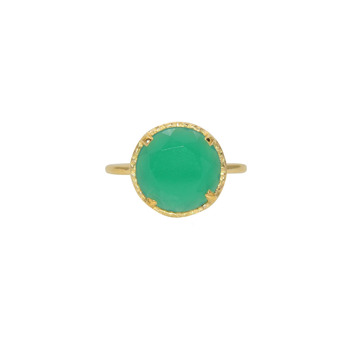 Bague dorée pierre ronde 4 griffes