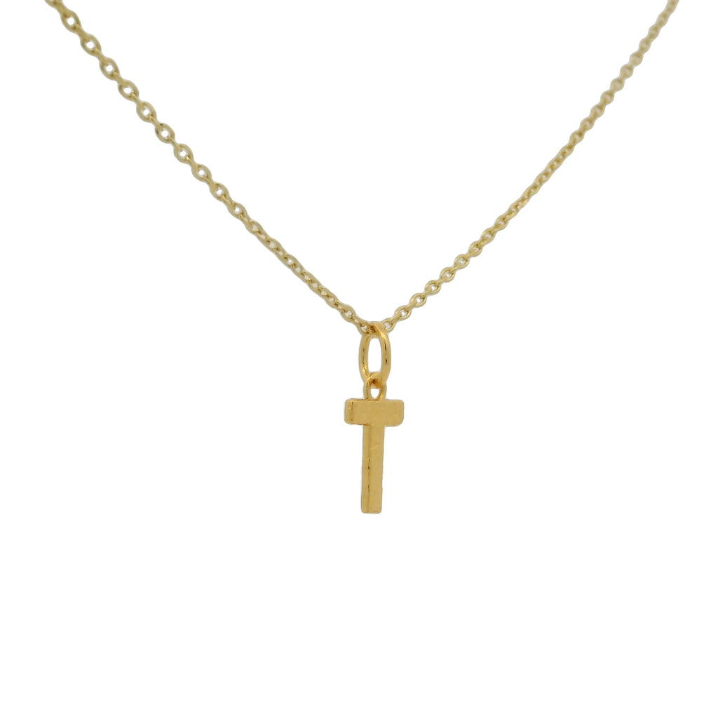 Collier doré lettre "T" martelée 42 cm