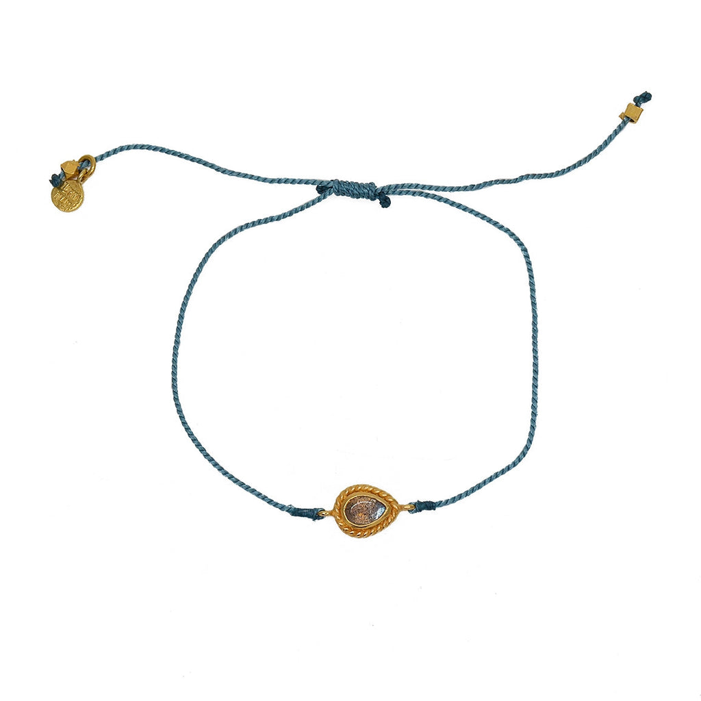Bracelet tressé et goutte pierre - BLEU JEAN & LABRADORITE