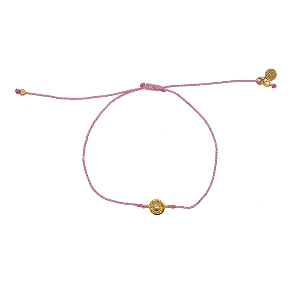 Bracelet tressé bleu jean soleil doré et zircon - ROSE