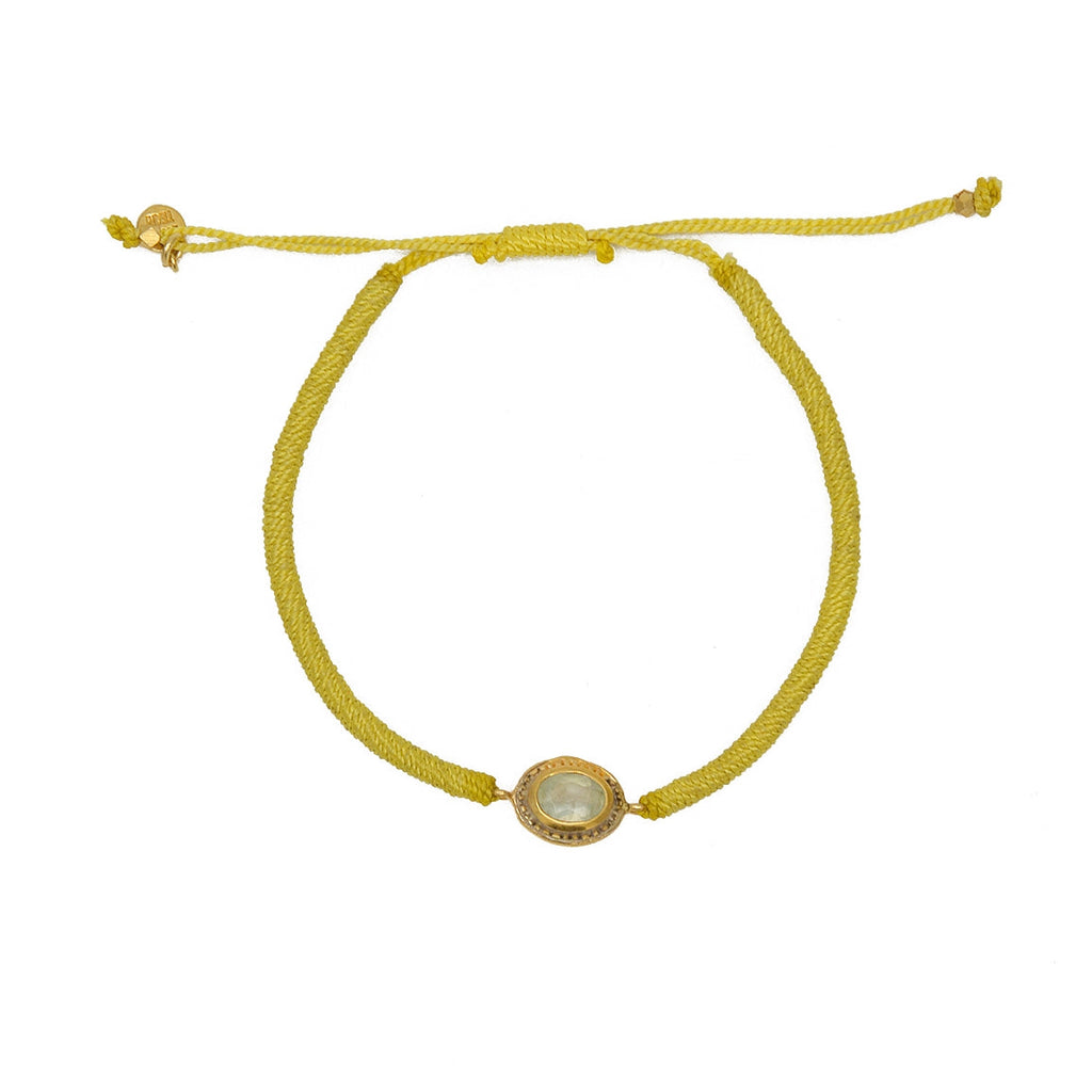 Bracelet tressé et pierre - JAUNE & PREHNITE