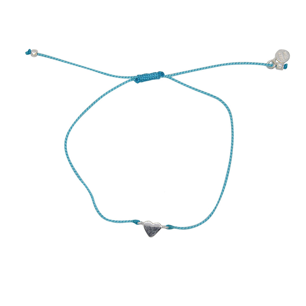 Bracelet fil fin coloré et coeur argent 925 - TURQUOISE