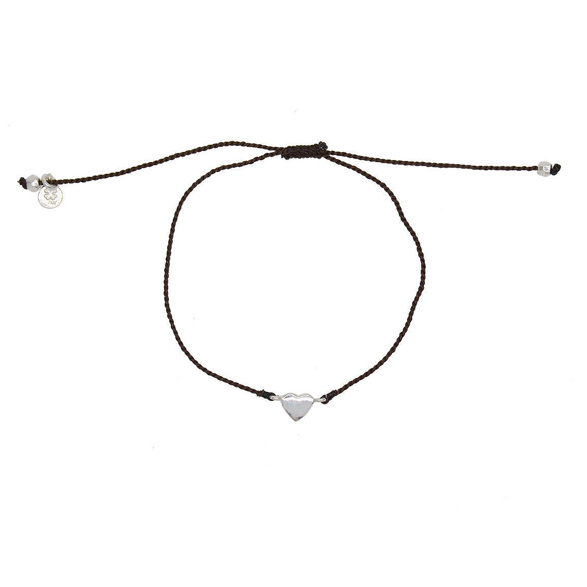 Bracelet fil fin coloré et coeur argent 925 - CHOCOLAT