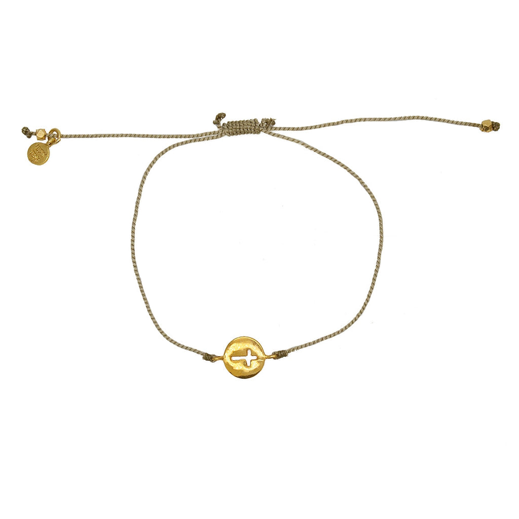 Bracelet tressé coloré médaille croix dorée - KAKI