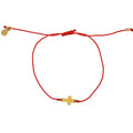 Bracelet tressé coloré et croix dorée - ROUGE