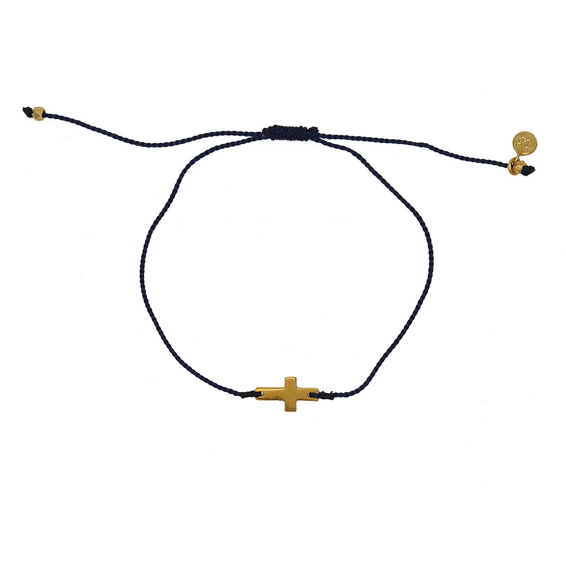 Bracelet tressé coloré et croix dorée - BLEU MARINE