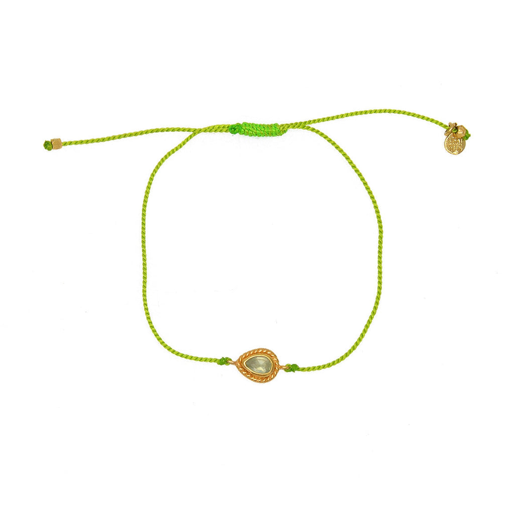 Bracelet tressé et goutte pierre - VERT & PREHNITE