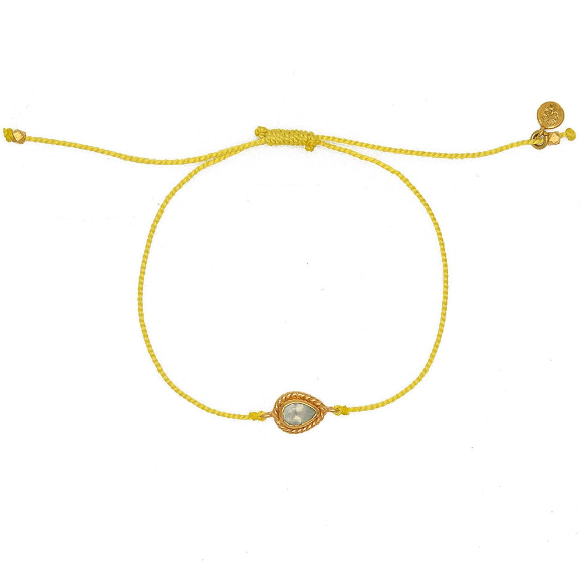 Bracelet tressé et goutte pierre - JAUNE & PREHNITE