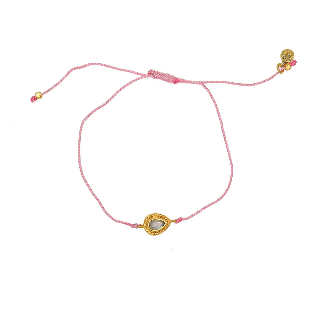 Bracelet tressé et goutte pierre - ROSE & PIERRE DE LUNE
