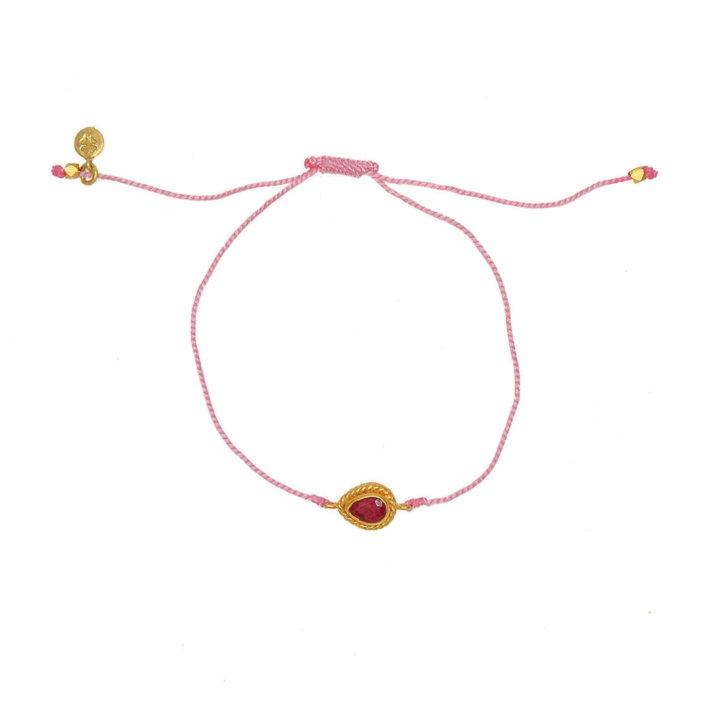 Bracelet tressé et goutte pierre - ROSE & RUBIS