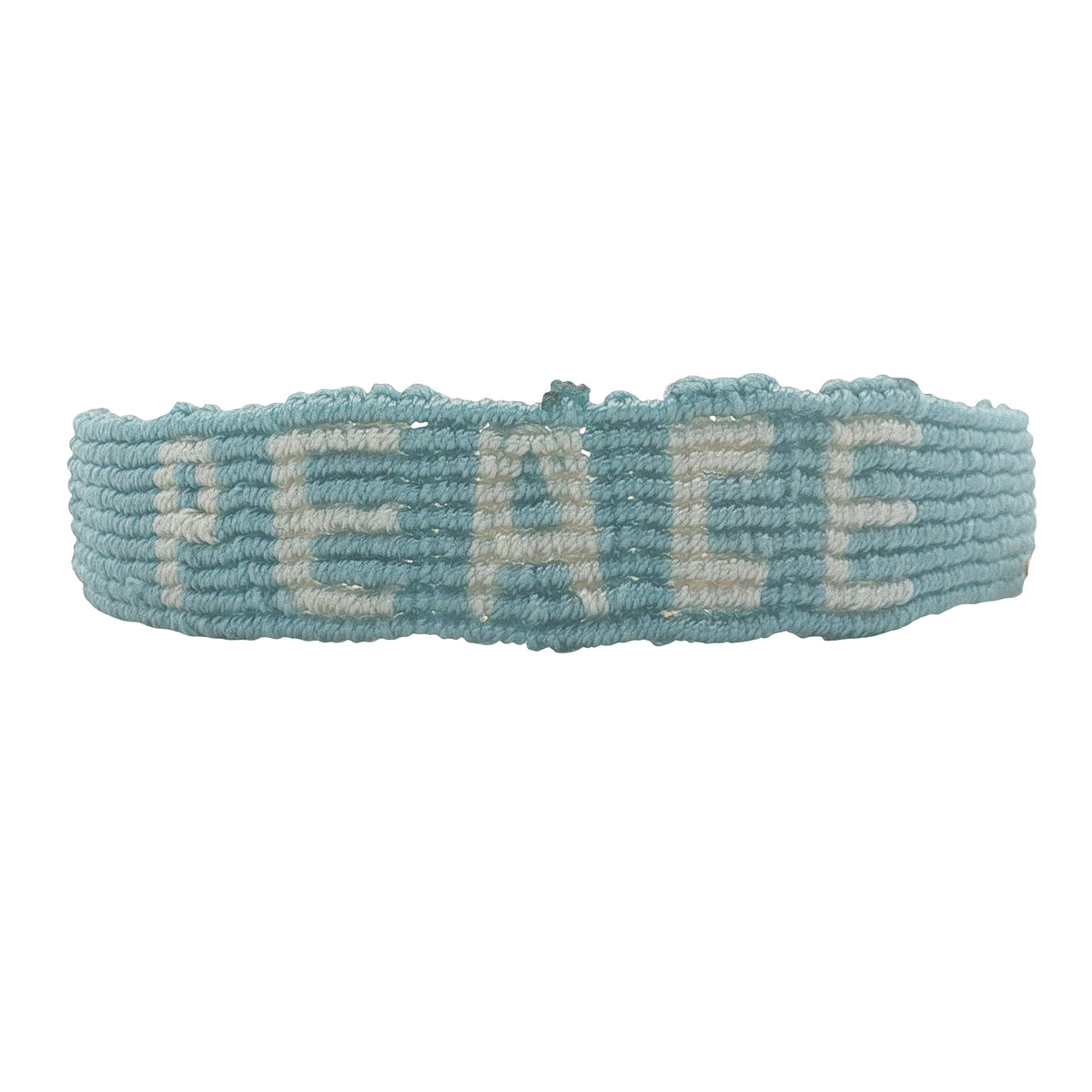 Bracelet brésilien doré fil tissé turquoise et crème "peace"