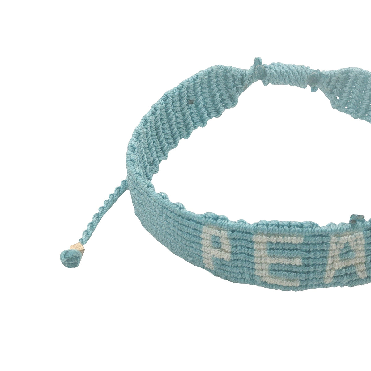 Bracelet brésilien doré fil tissé turquoise et crème "peace"