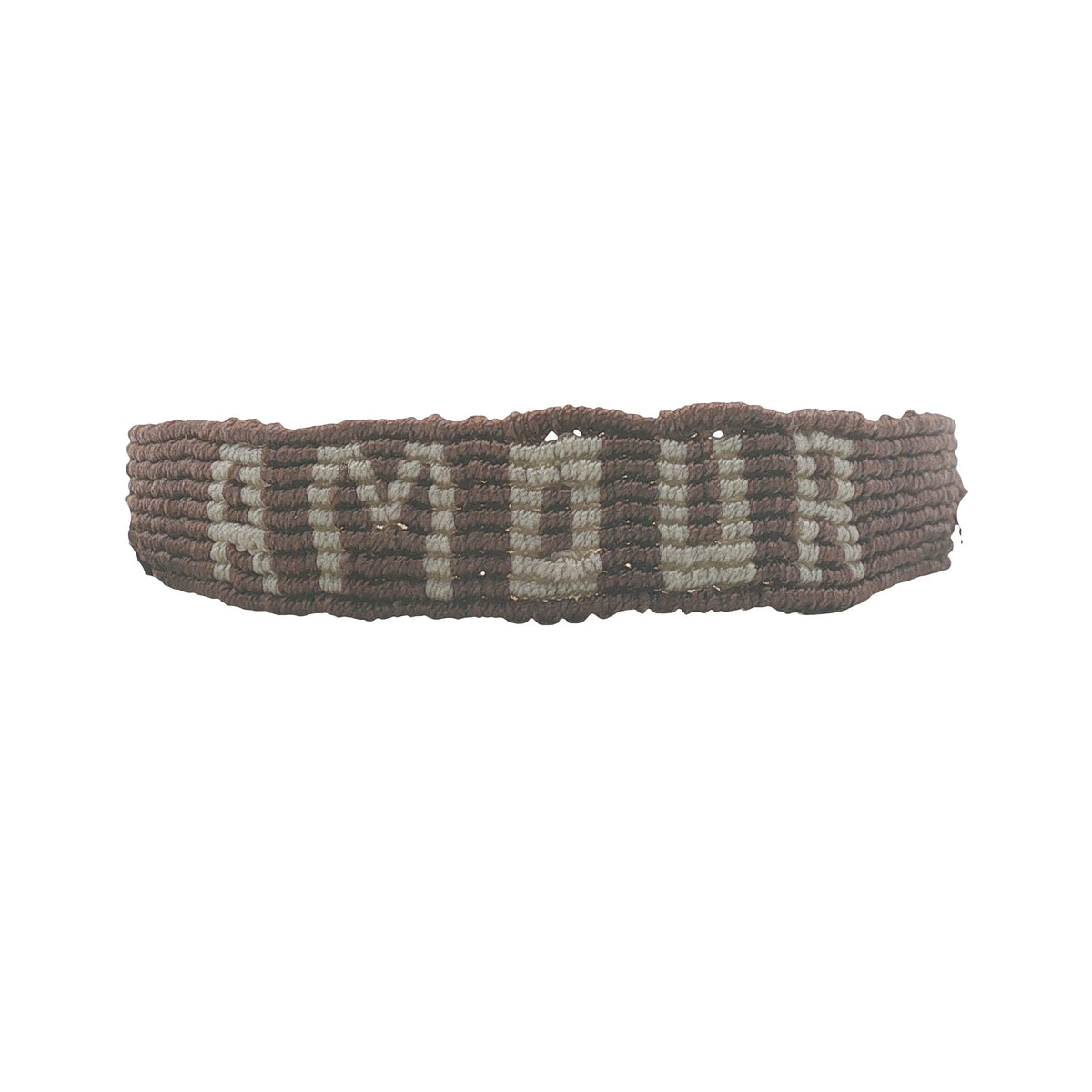 Bracelet brésilien doré fil tissé marron et crème "amour"