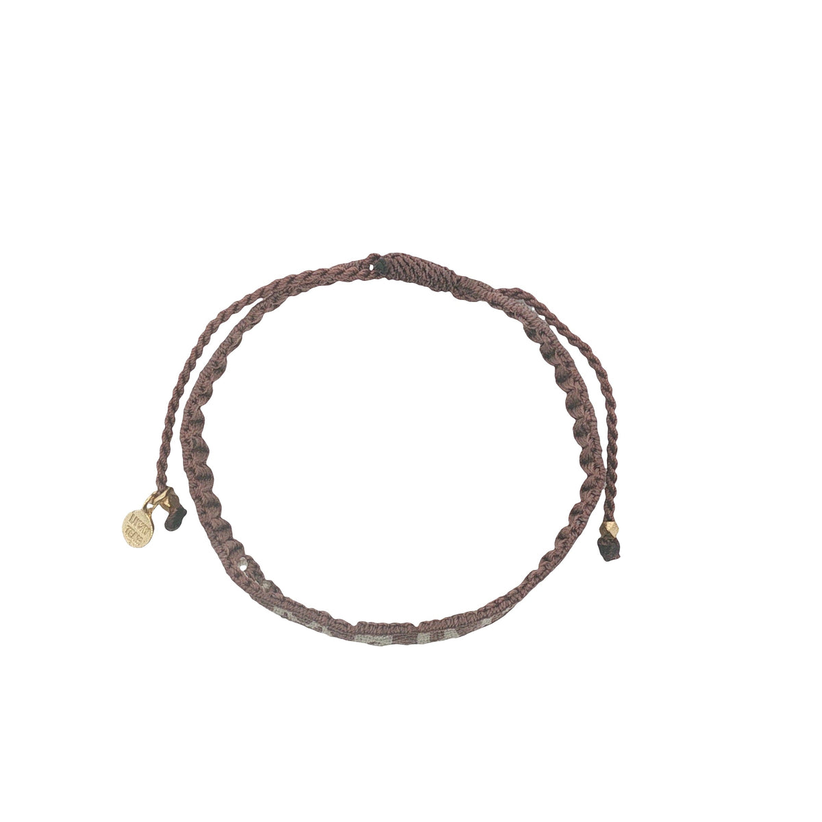 Bracelet brésilien doré fil tissé marron et crème "amour"