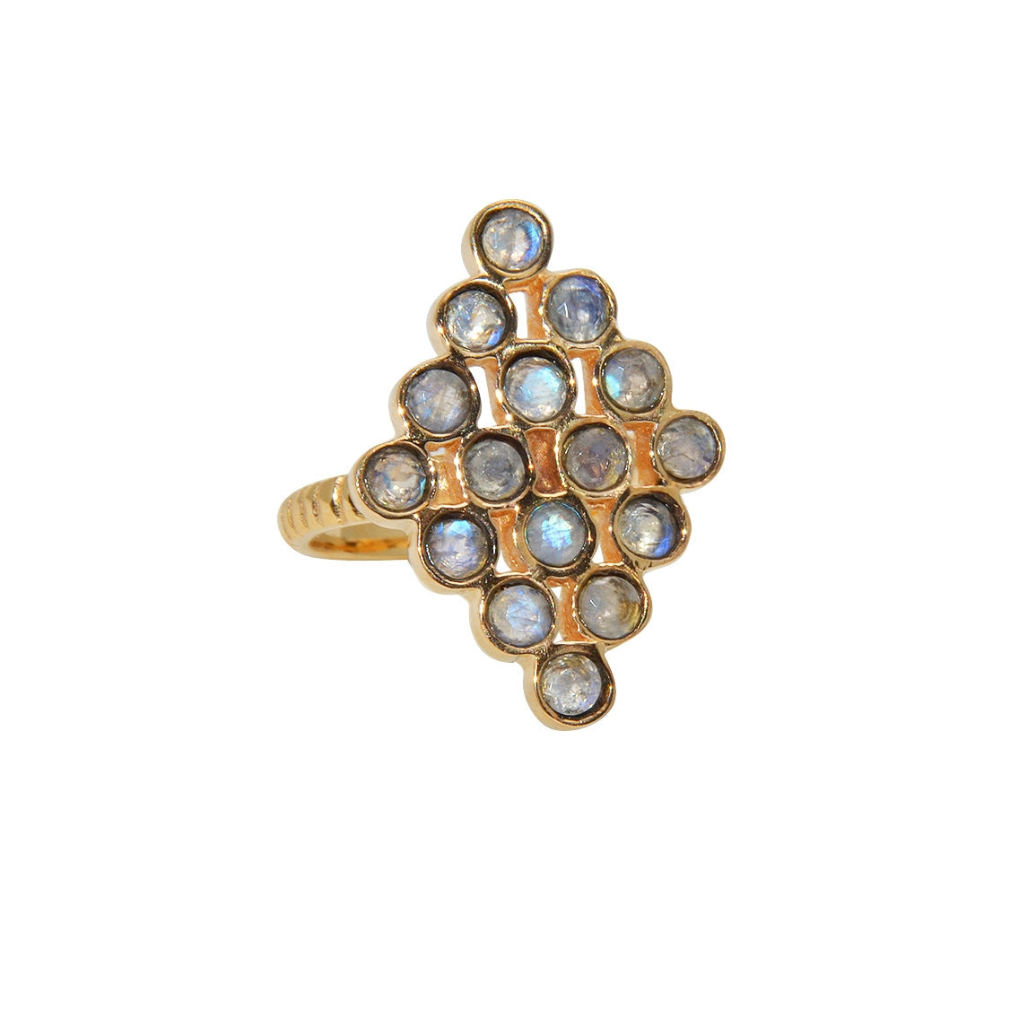 Bague dorée losange et pierre