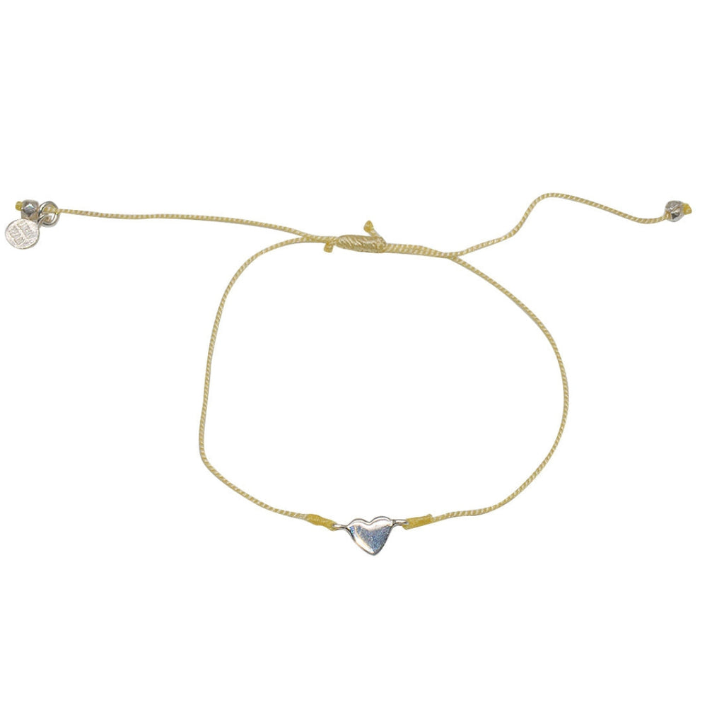 Bracelet fil fin coloré et coeur argent 925 - BEIGE