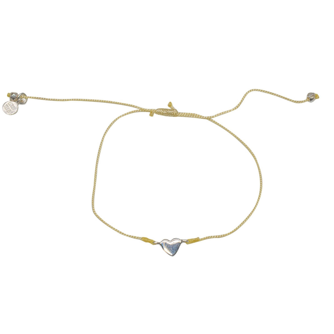 Bracelet fil fin coloré et coeur argent 925 - BEIGE
