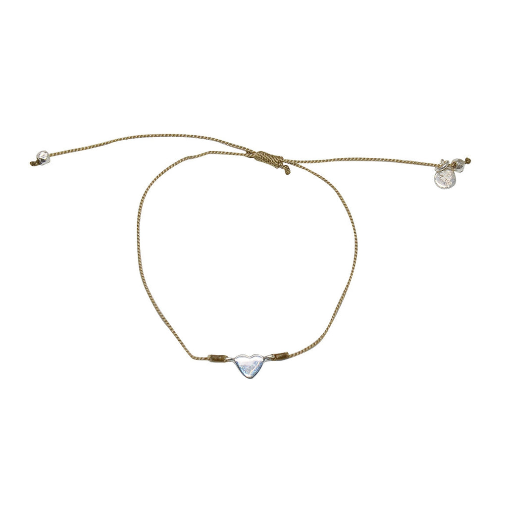 Bracelet fil fin coloré et coeur argent 925 - KAKI