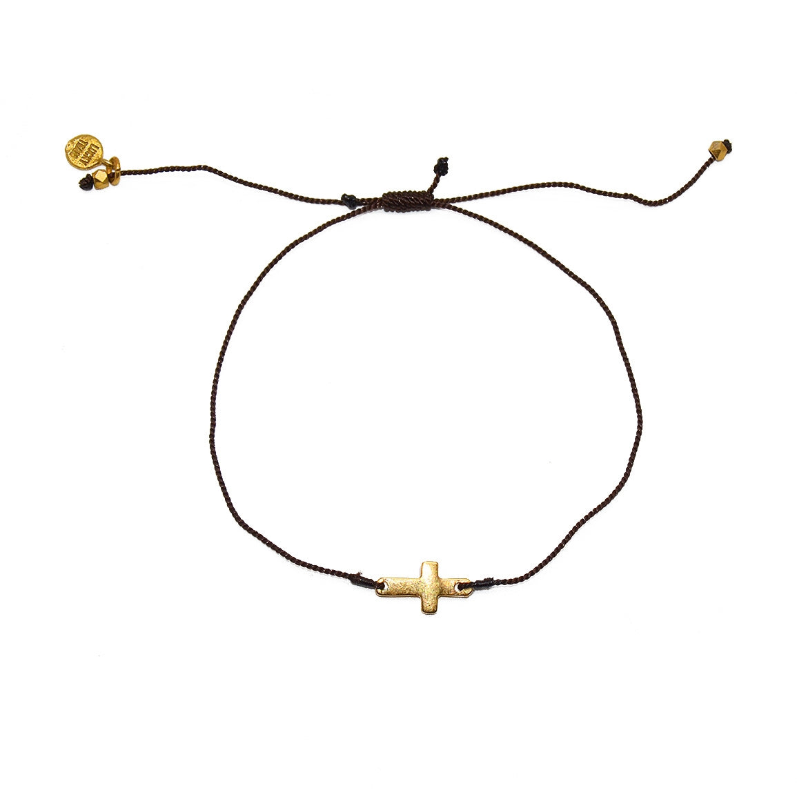 Bracelet tressé coloré et croix dorée