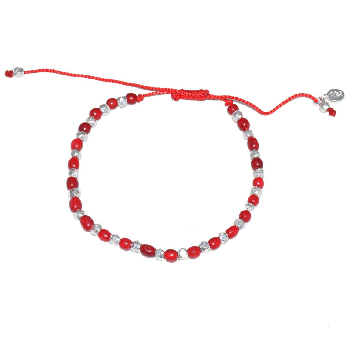 Bracelet perles en cornaline rouge et argent 925