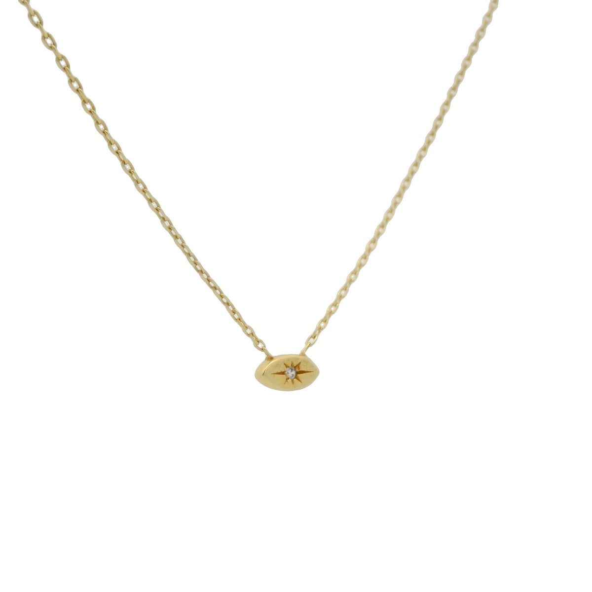 Collier doré petit oeil avec un zircon 42 cm