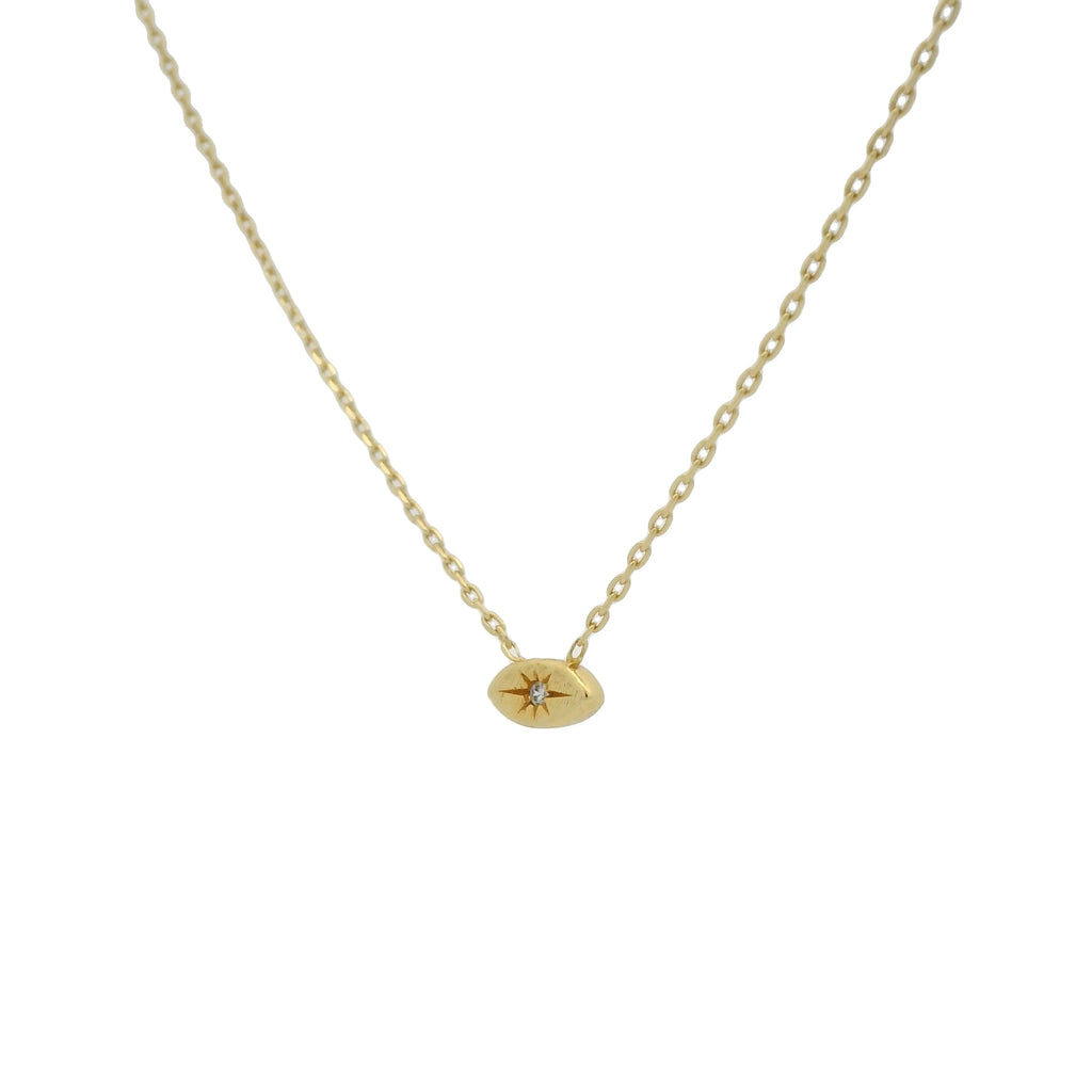 Collier doré petit oeil avec un zircon 42 cm
