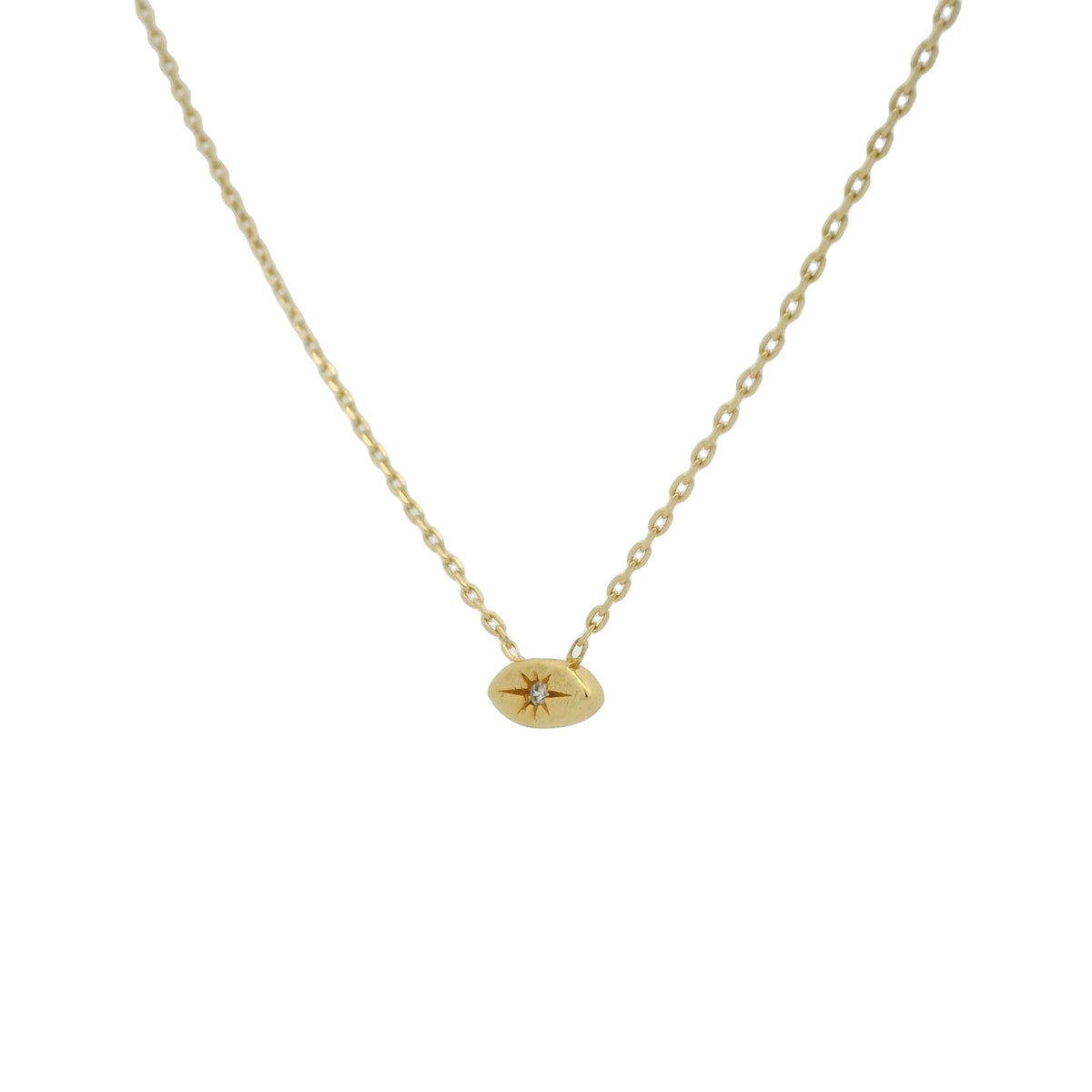 Collier doré petit oeil avec un zircon 42 cm